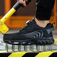 Men's Rotary Dial Safety Shoes - Steel Toe Work Sneakers with Quick-Lace System