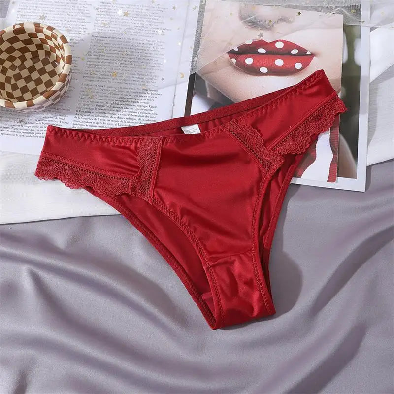 Women's Silky Lace G-String Thong – Breathable Low-Rise Cotton Underwear