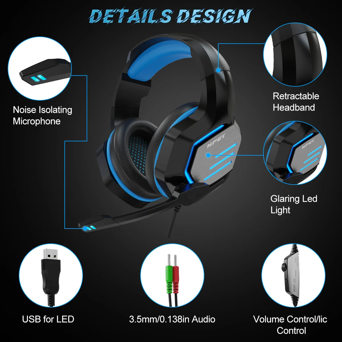 NPET HS10 Gaming Headset - Multi-Platform Compatible | PS4 PS5 Xbox PC
