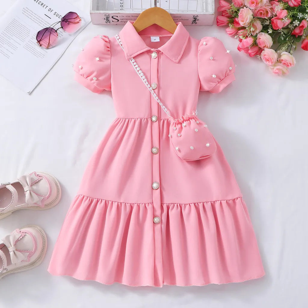Pearl Detail A-Line Princess Dress – Casual Summer Girls' Dress Ages 3–7