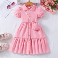 Pearl Detail A-Line Princess Dress – Casual Summer Girls' Dress Ages 3–7