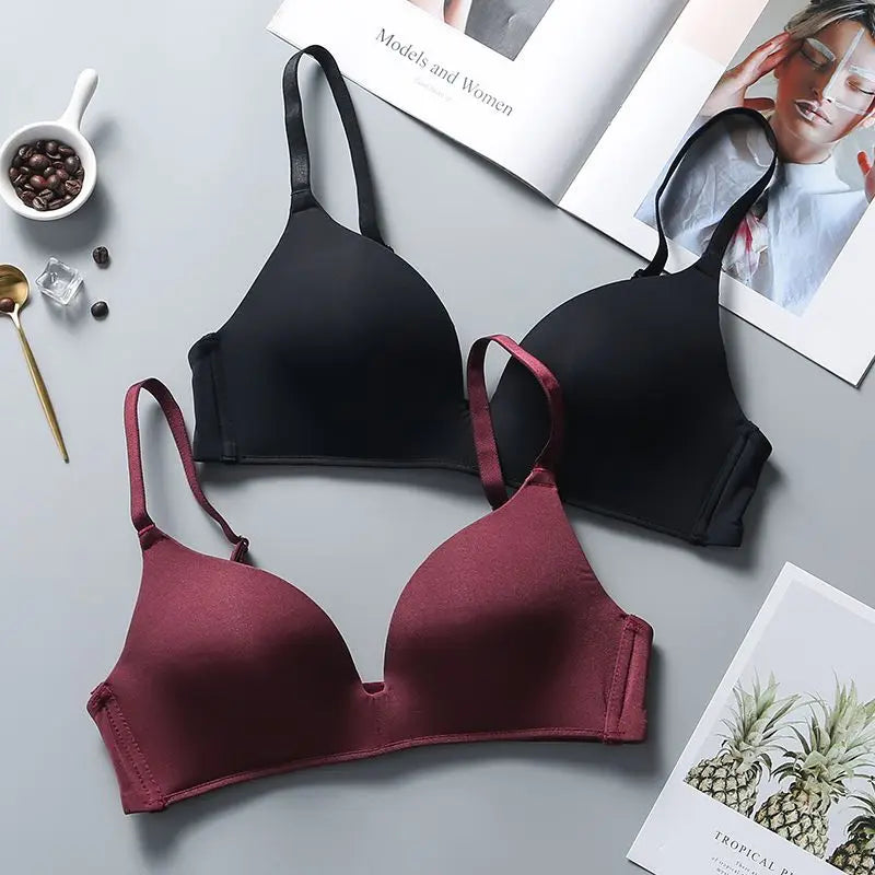 Ultra-Thin Ice Silk Wireless Push-Up Bra – Seamless Gather Bralette | 3/4 Cup | Everyday Lingerie