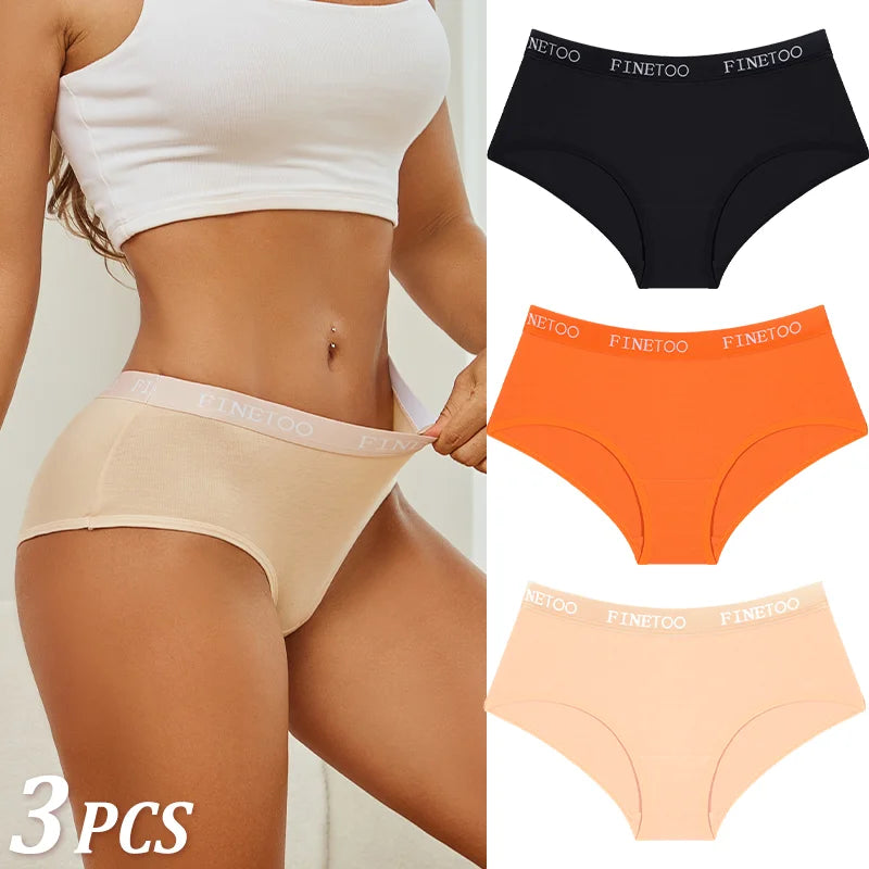 Set de 3 Panties de Algodón con Cinturón de Letras - Ropa Interior Sexy
