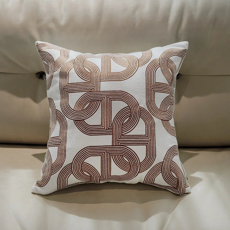Retro Horse Jacquard Cushion Cover Set of 2 | Black White & Brown Sofa Pillow Cases