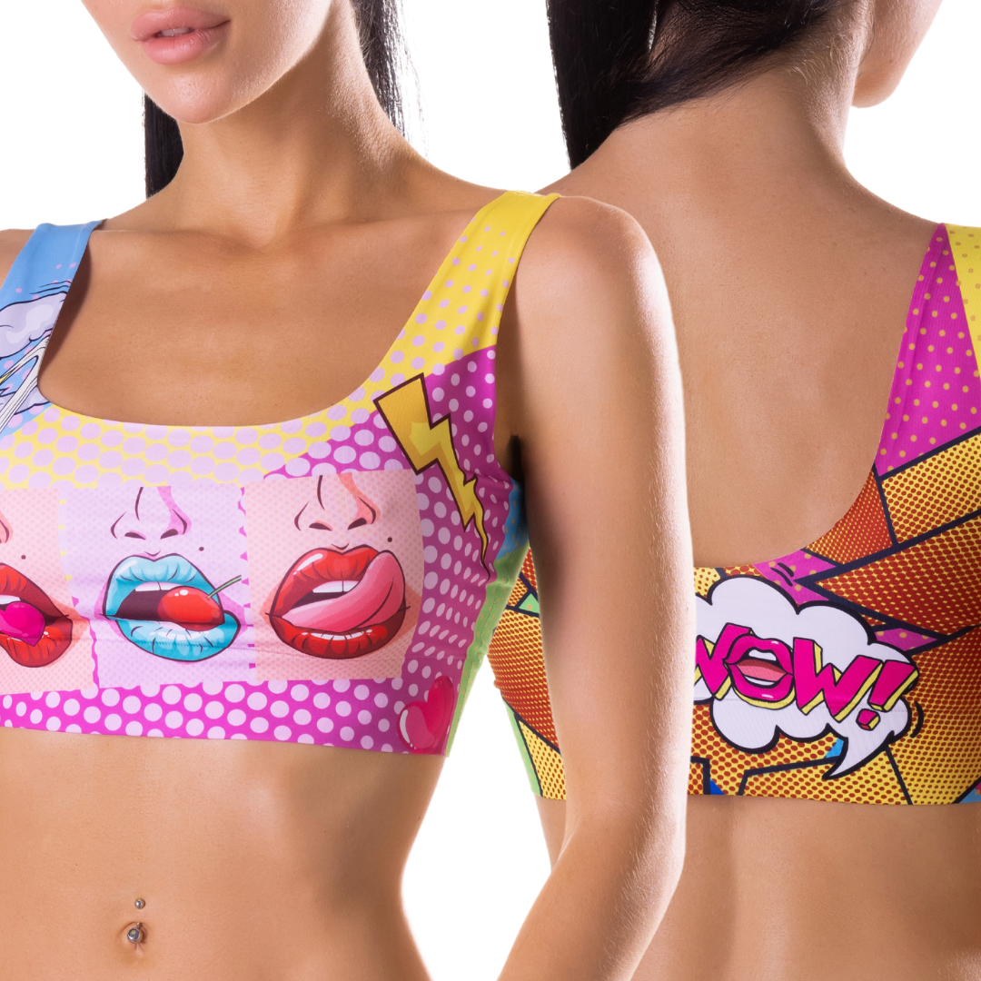 Memème Women’s Ultra-Comfortable COMICS - Hot Crop Top| Stretchy Fit, No Elastic Bands