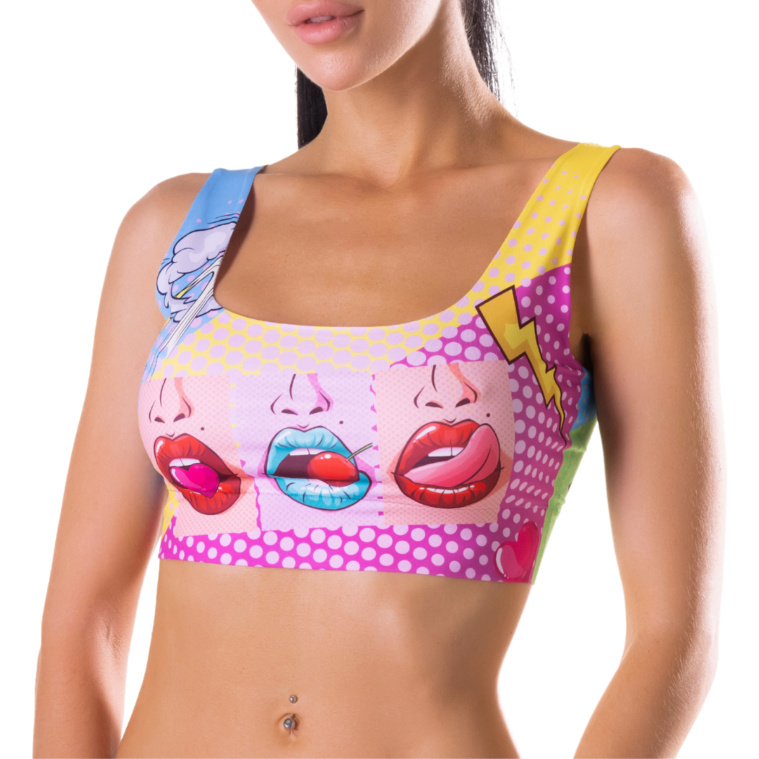 Memème Women’s Ultra-Comfortable COMICS - Hot Crop Top| Stretchy Fit, No Elastic Bands